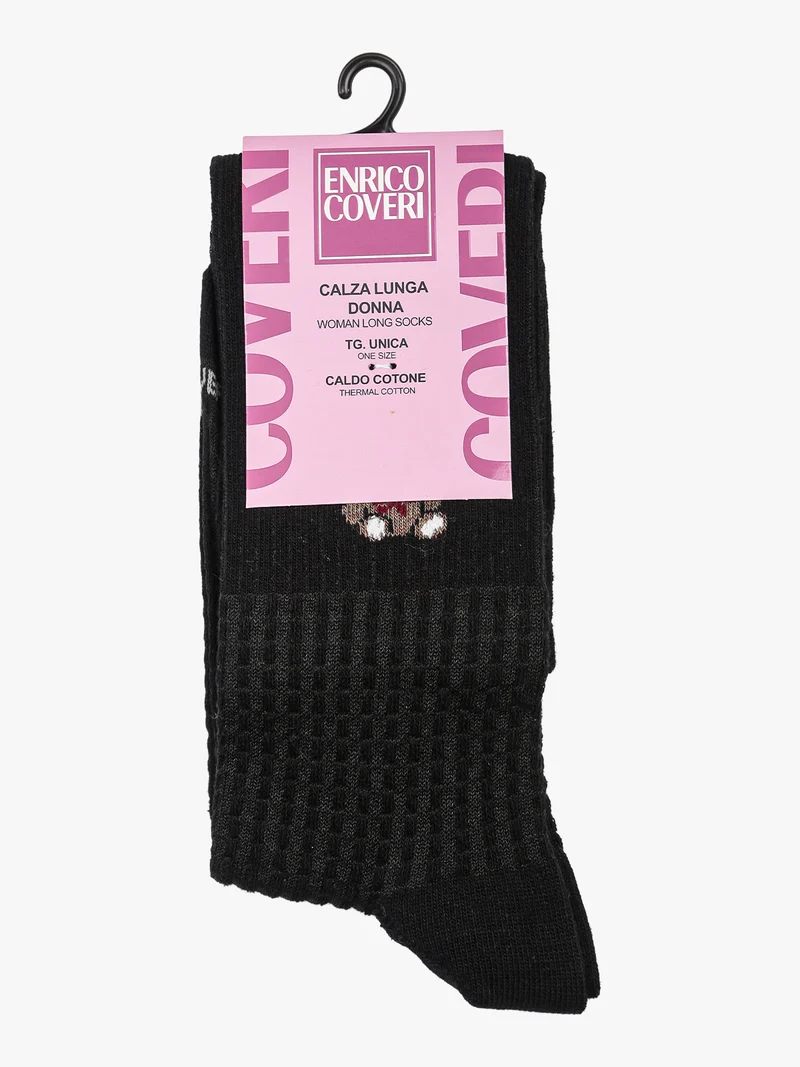 Calze lunghe da donna in caldo cotone con stampa orsacchiotto - multicolore