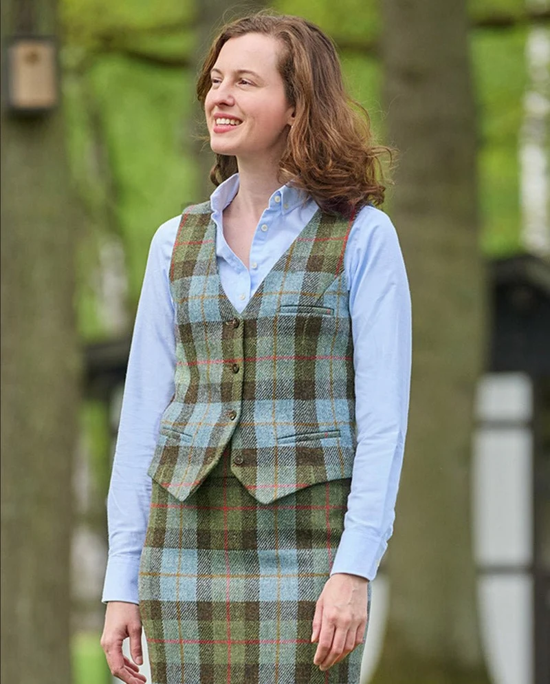 Harris Tweed Weste "Lea" im Highland Check