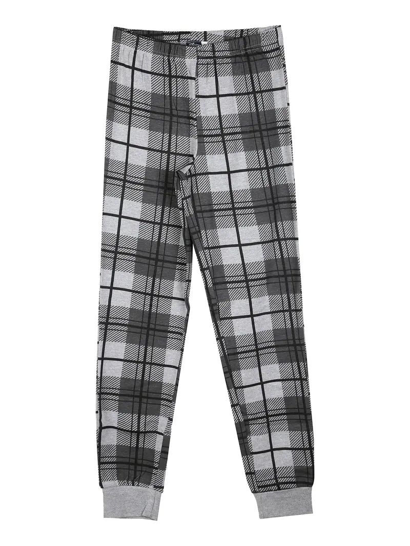 Pigiama lungo da ragazzo in cotone interlock - nero