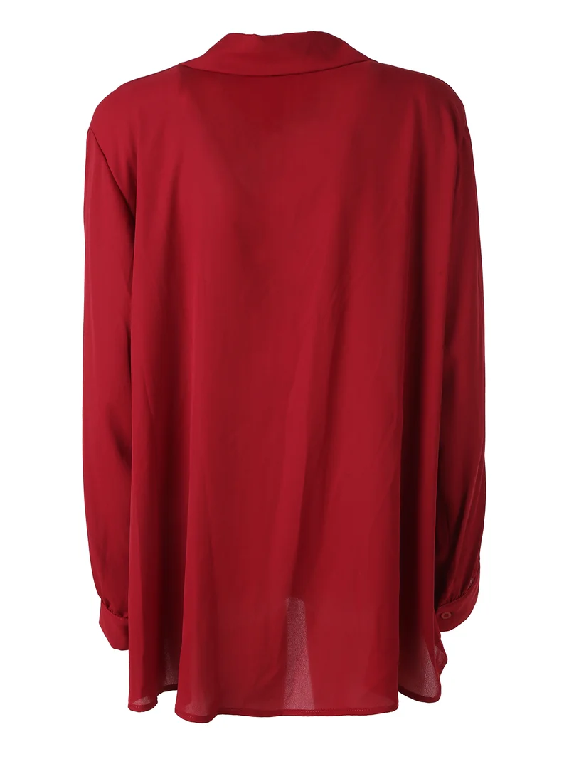 Camicia donna a maniche lunghe con scollo a V curvy - rosso