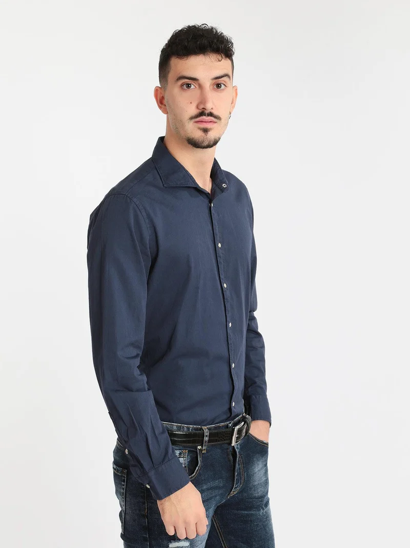 Camicia casual in cotone - blu scuro