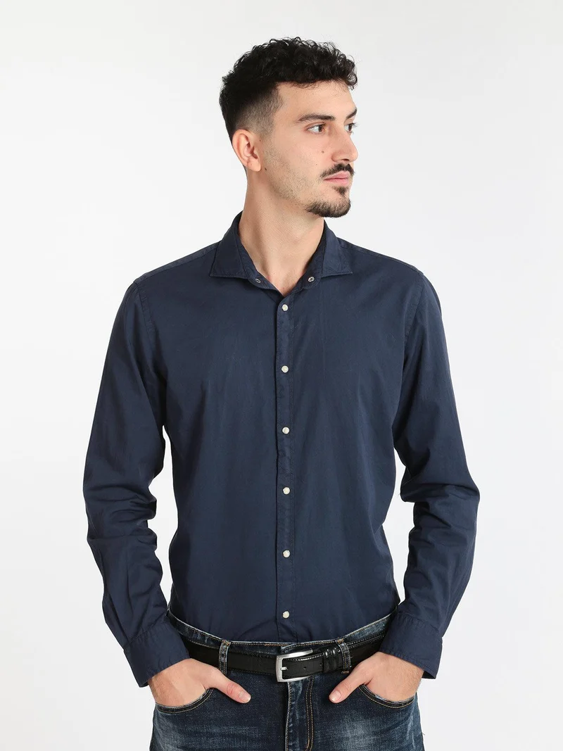 Camicia casual in cotone - blu scuro