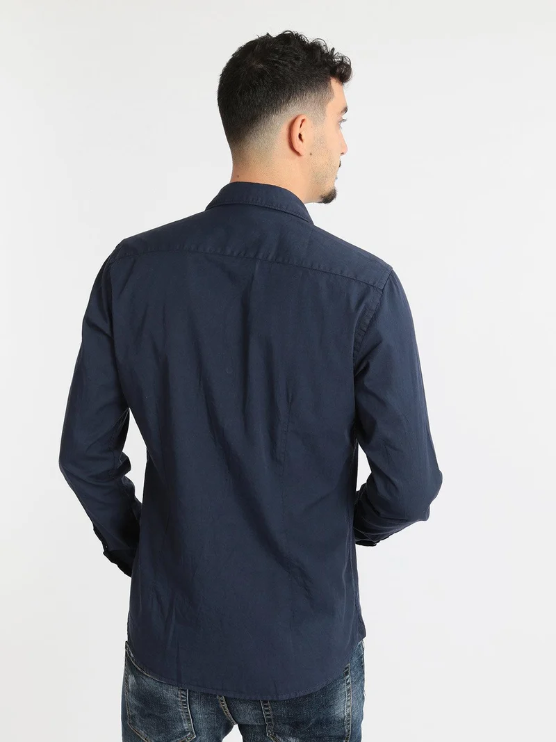 Camicia casual in cotone - blu scuro