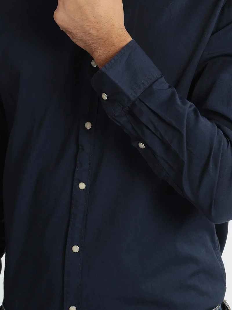 Camicia casual in cotone - blu scuro