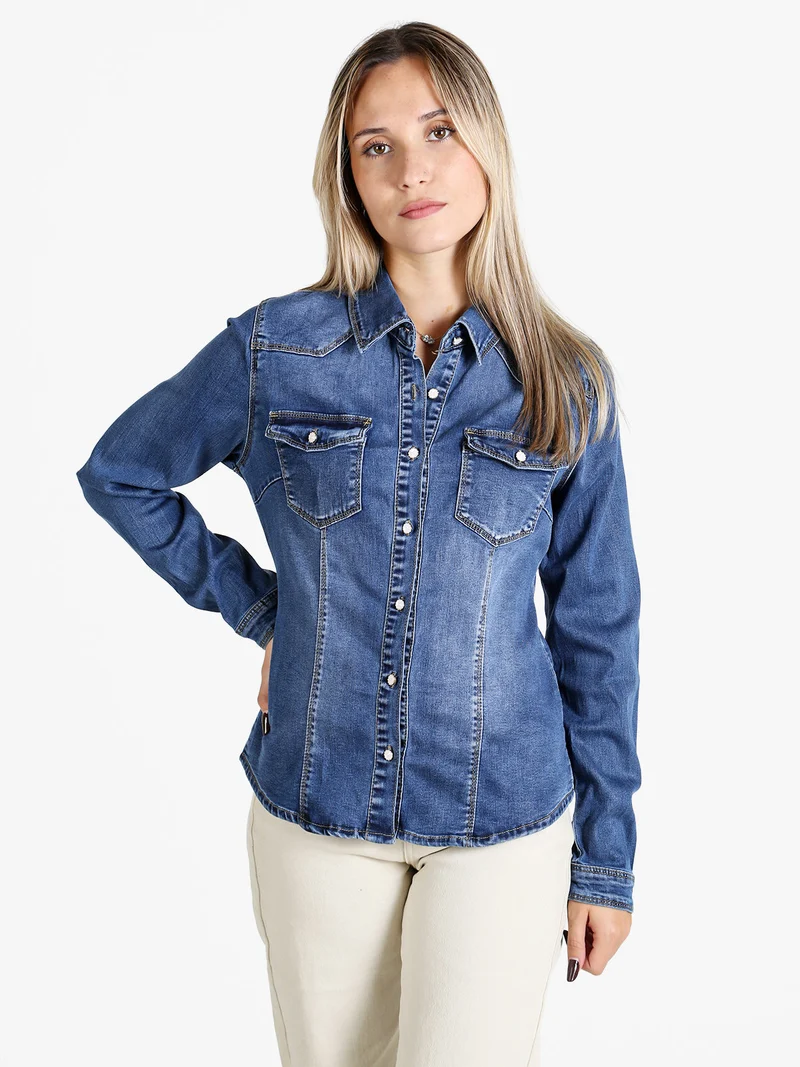 Camicia in jeans da donna a maniche lunghe - jeans