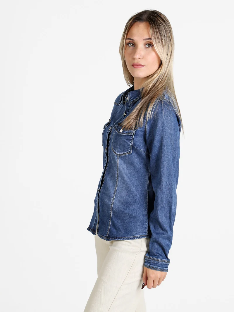 Camicia in jeans da donna a maniche lunghe - jeans