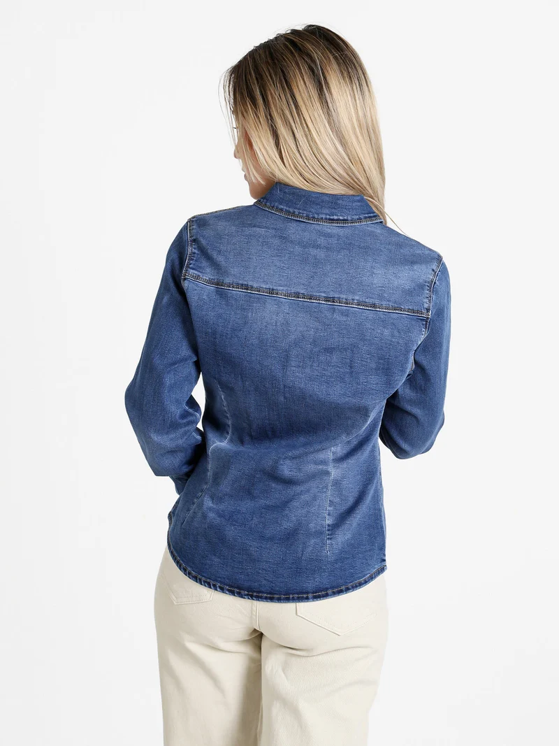 Camicia in jeans da donna a maniche lunghe - jeans