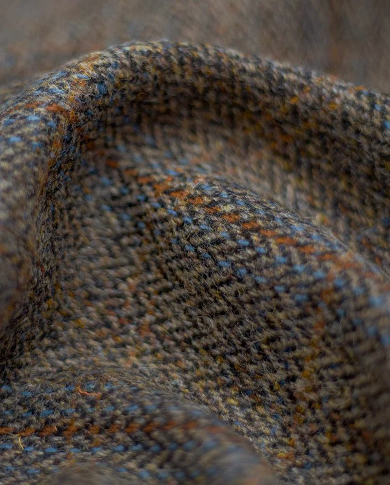 Harris Tweed Weste "Wales" in green blue Herringbone