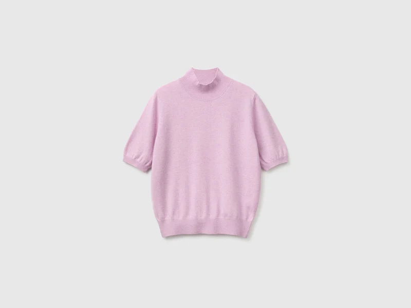 Kurzärmeliger Rollkragenpullover