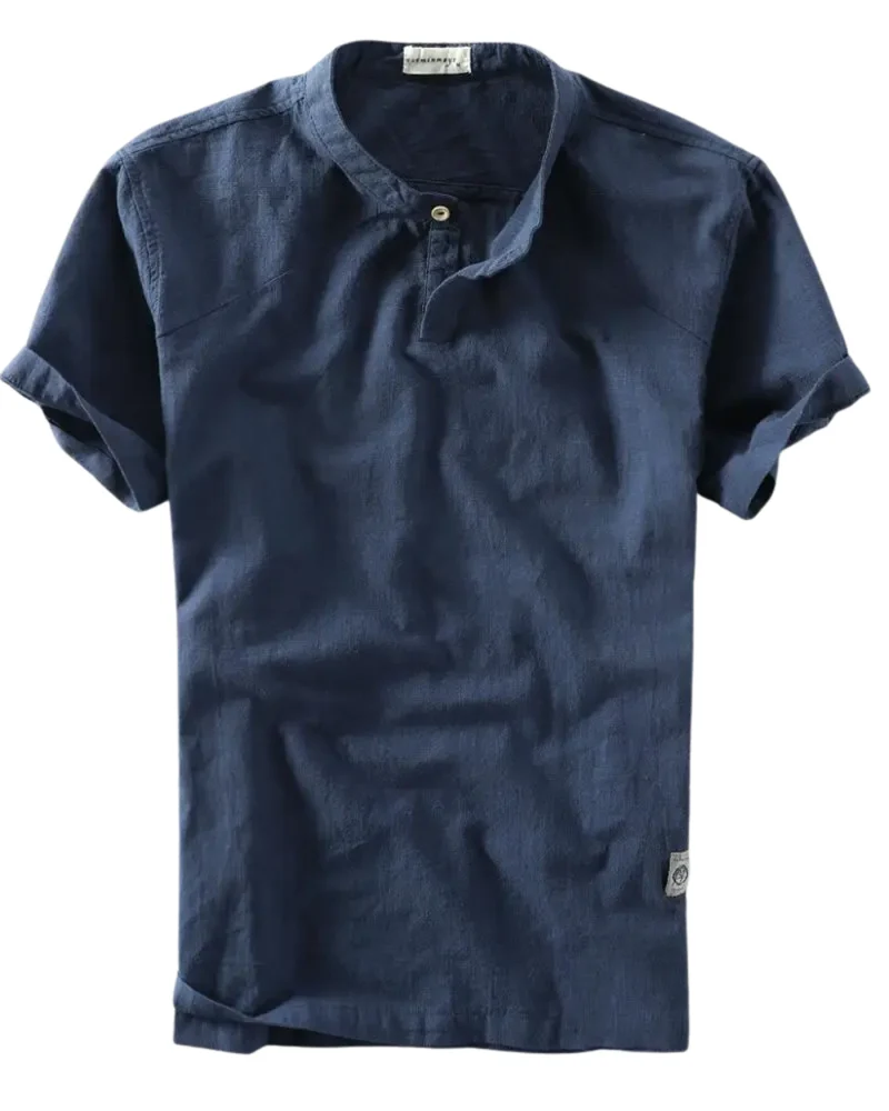 Elegant Cotton Linen Short Sleeve Shirt