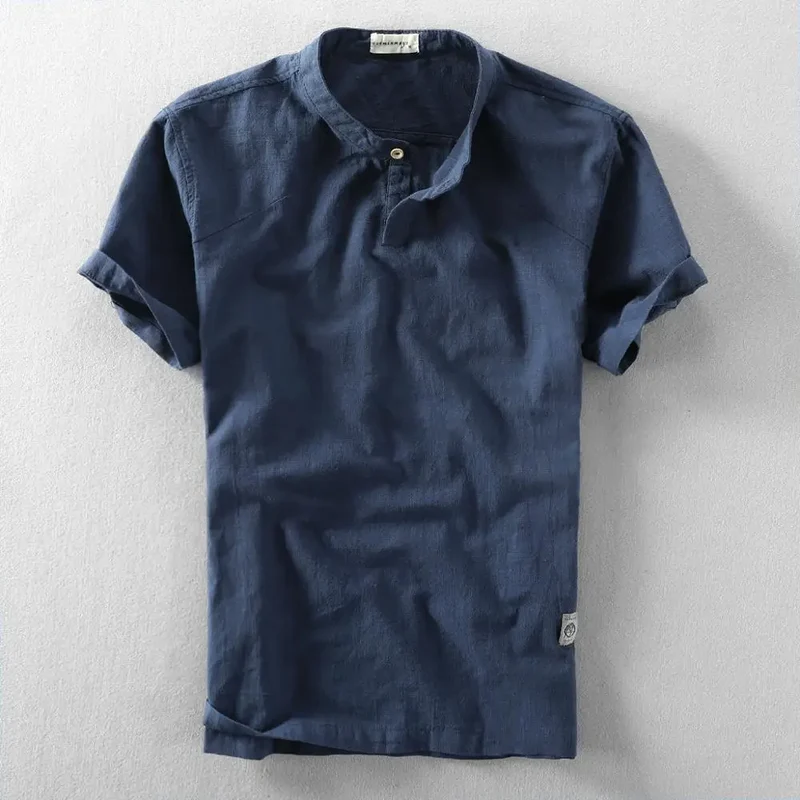 Elegant Cotton Linen Short Sleeve Shirt