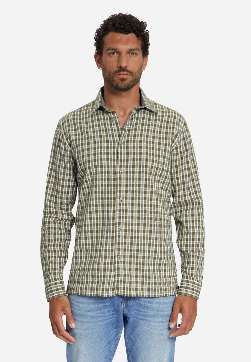 Shirt Yarn Dyed Small Check, Dobby Weave