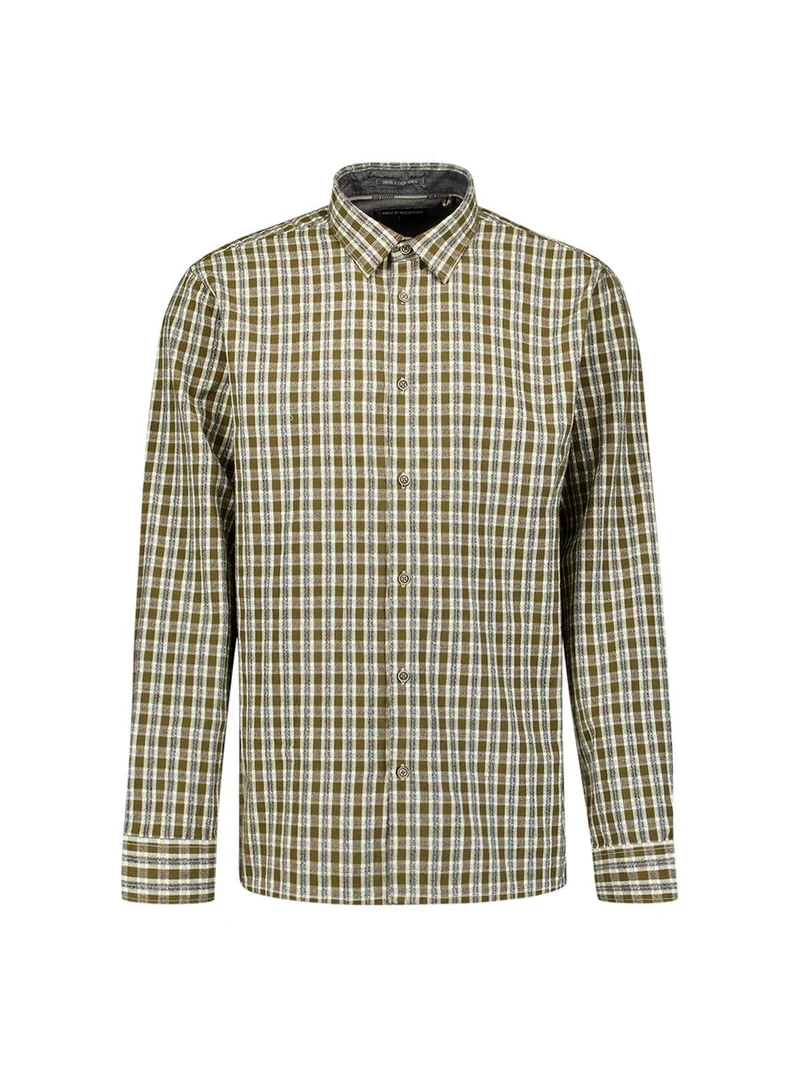 Shirt Yarn Dyed Small Check, Dobby Weave