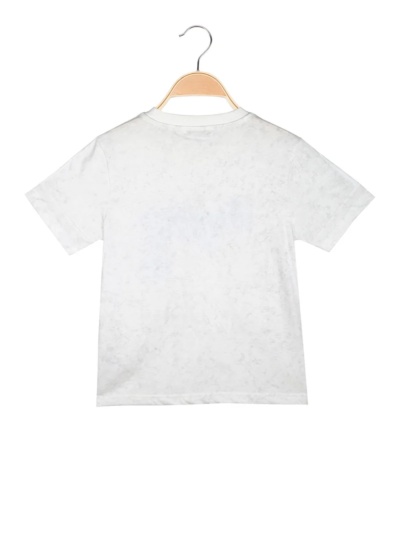 T-shirt da bambino in cotone con stampa scritta - bianco