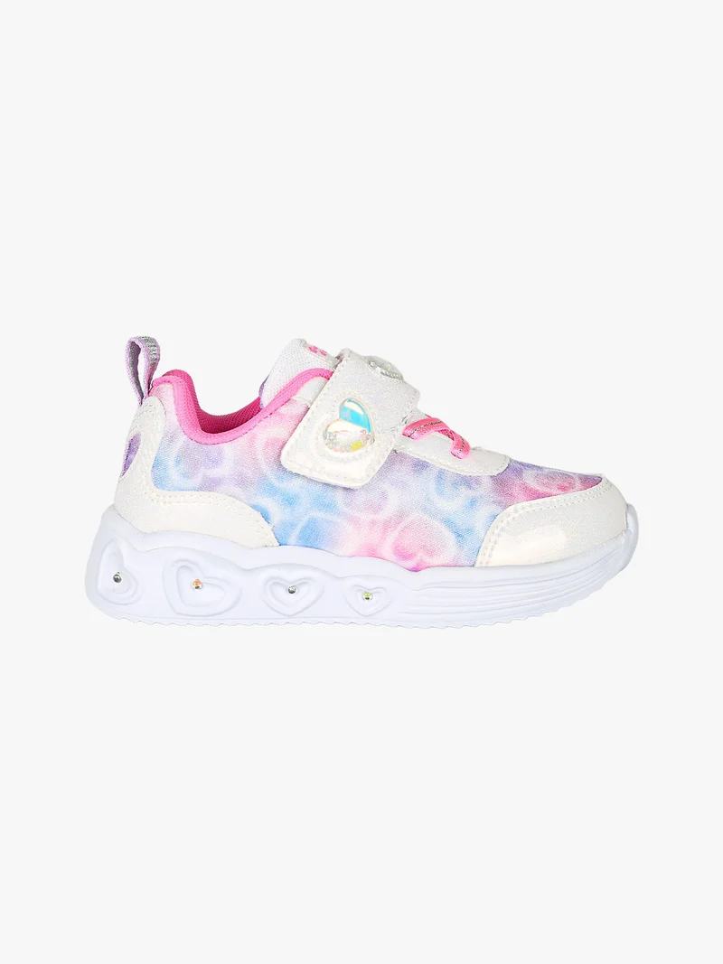 Sneakers da bambina con strappo e luci - bianco