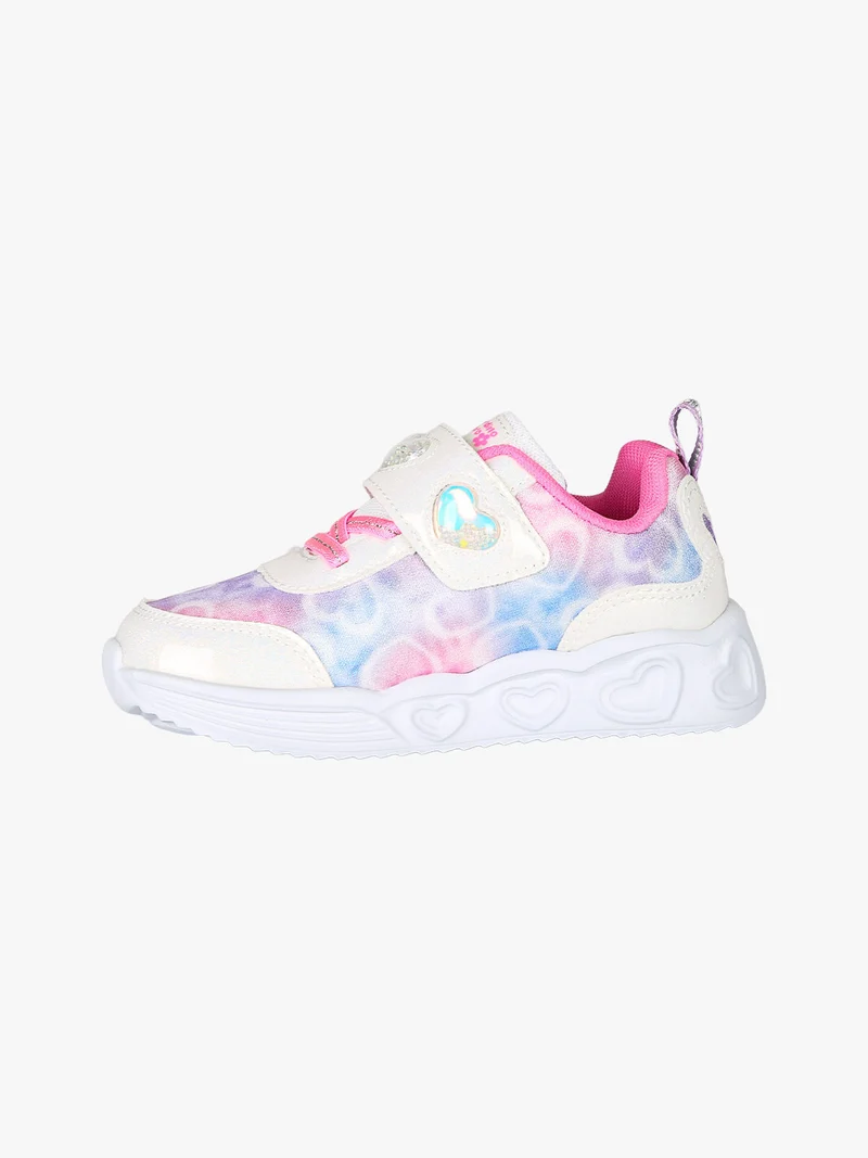 Sneakers da bambina con strappo e luci - bianco
