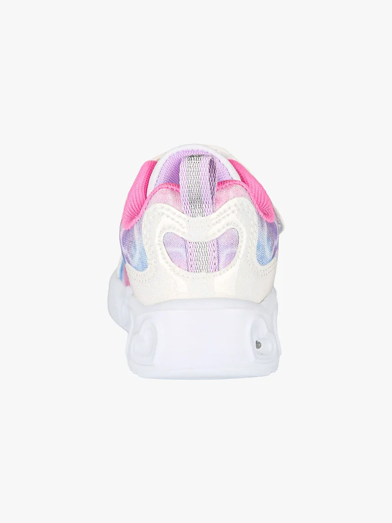 Sneakers da bambina con strappo e luci - bianco