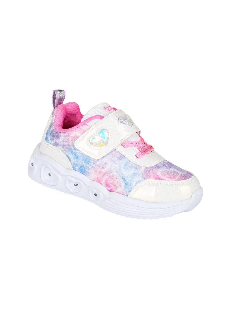 Sneakers da bambina con strappo e luci - bianco