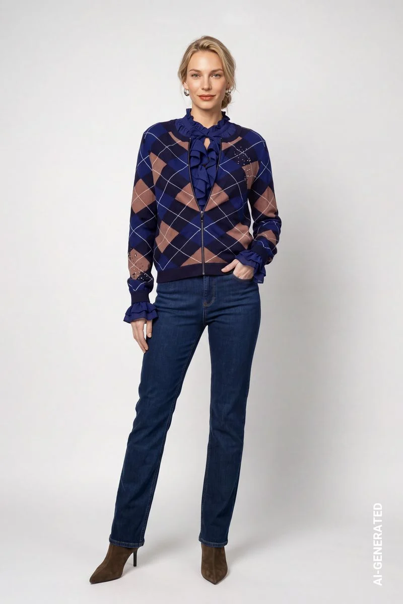 Strickjacke mit Rautenmuster