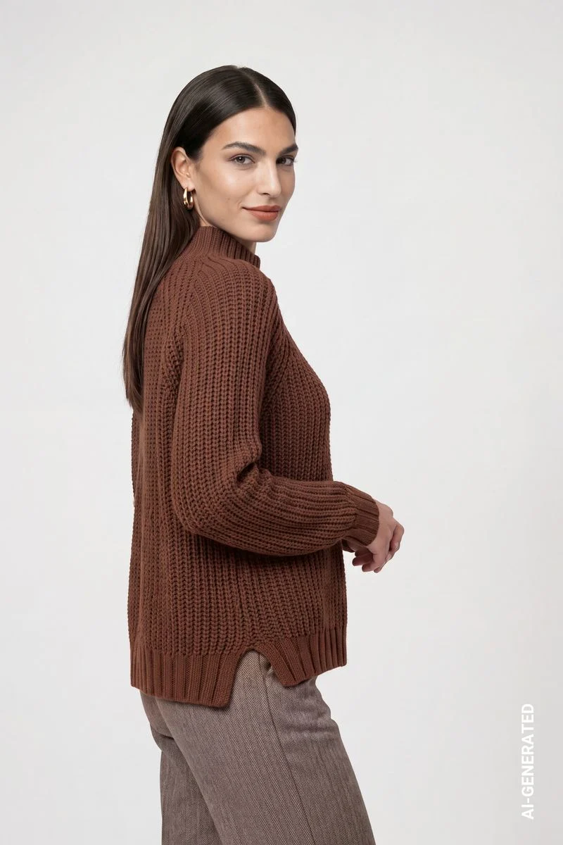 Strickpullover mit Stehkragen