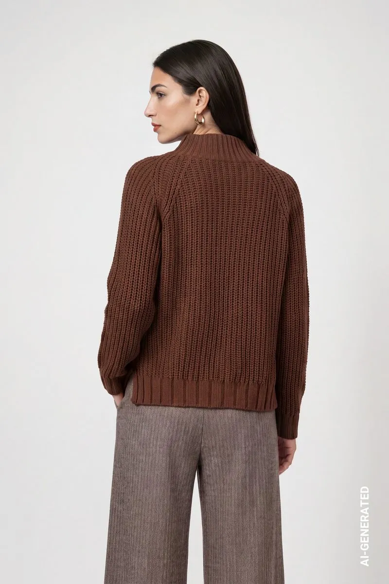Strickpullover mit Stehkragen