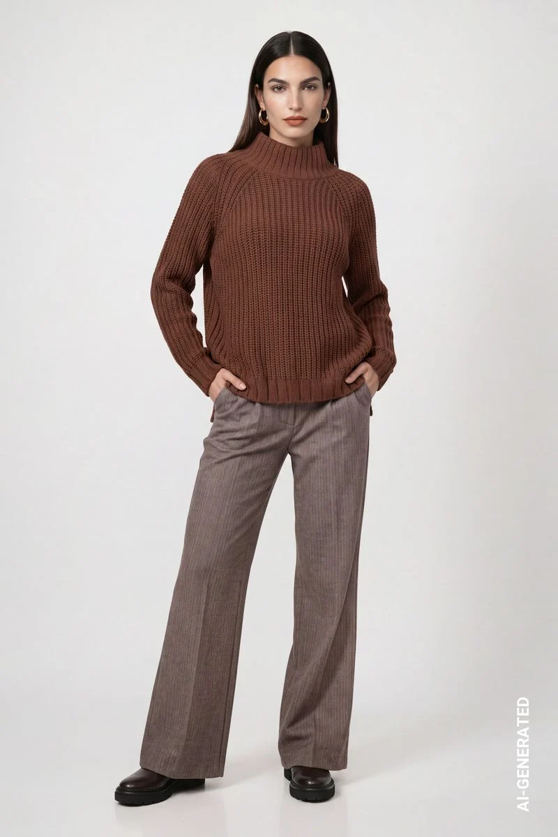 Strickpullover mit Stehkragen