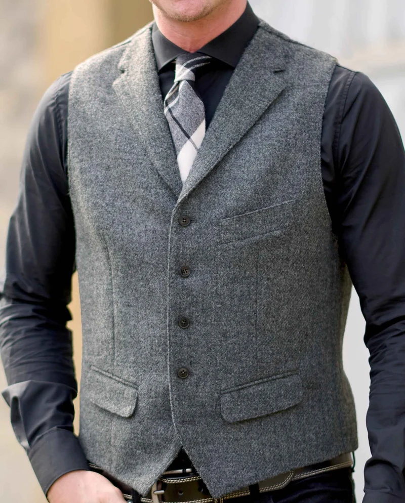 Harris Tweed Weste "Wales" in anthra melange