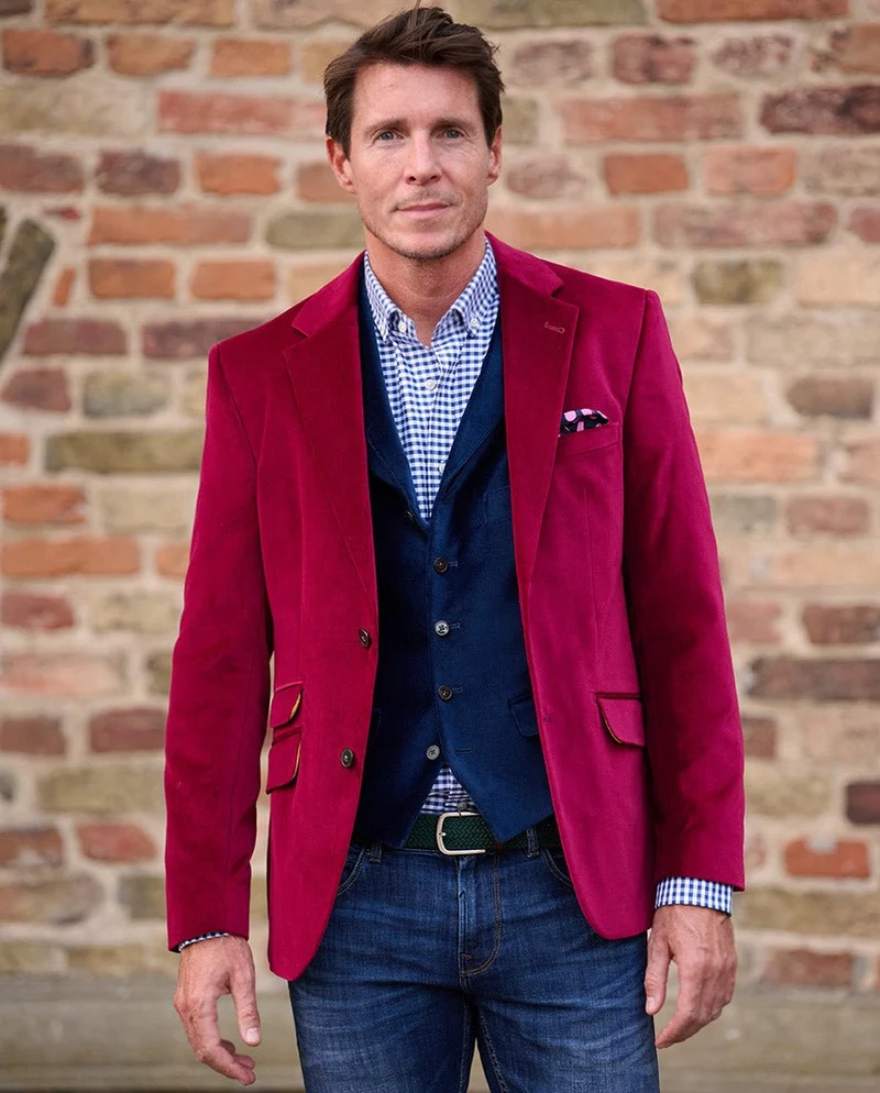 Herren Samt Sakko "London" in red