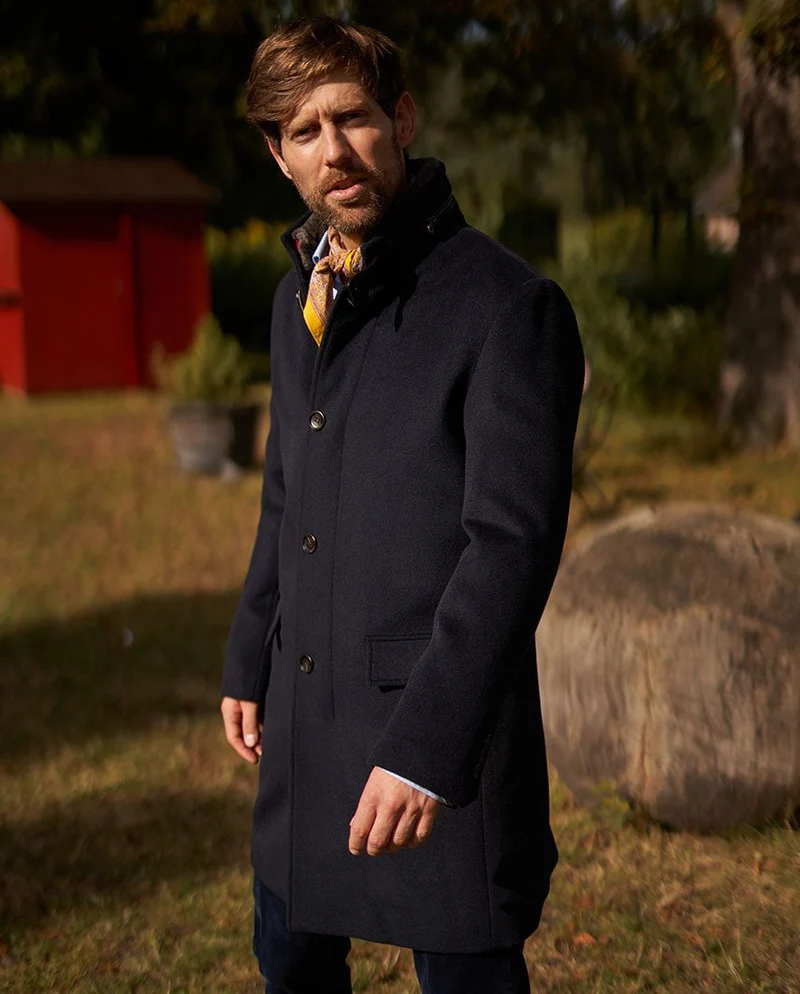 Herren Woll-Kaschmir-Mantel "Paul" in navy