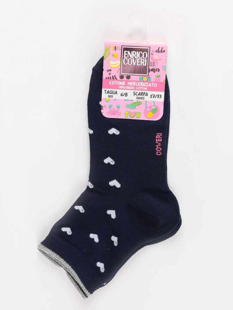 Calze corte bambina in cotone - blu scuro
