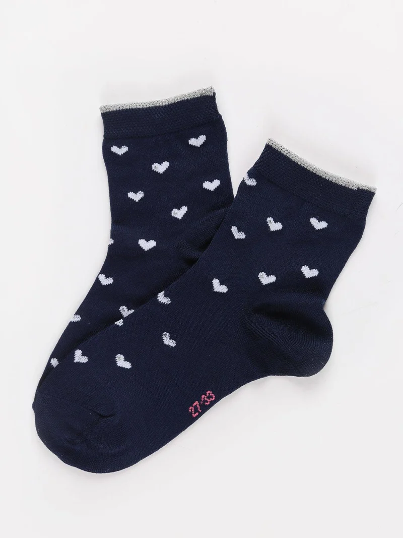 Calze corte bambina in cotone - blu scuro