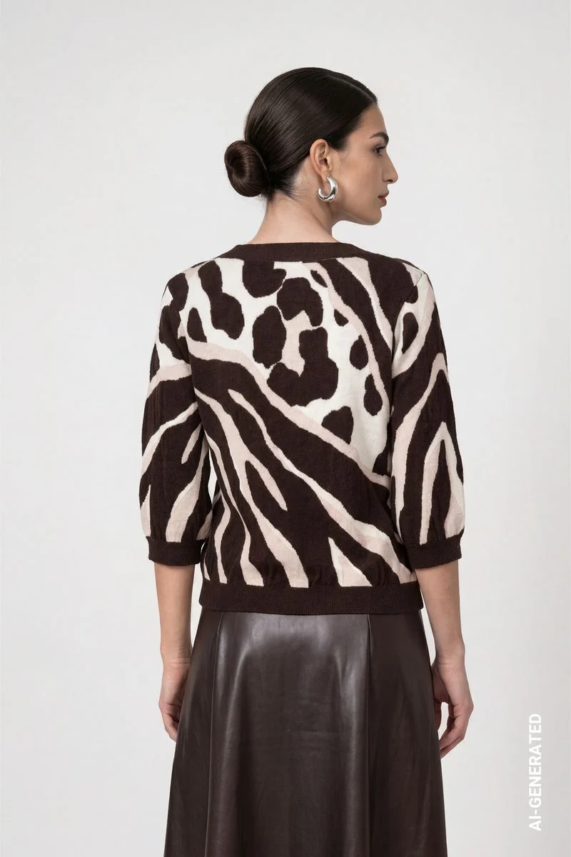 Strickpullover mit Leo-Tiger-Mustermischung