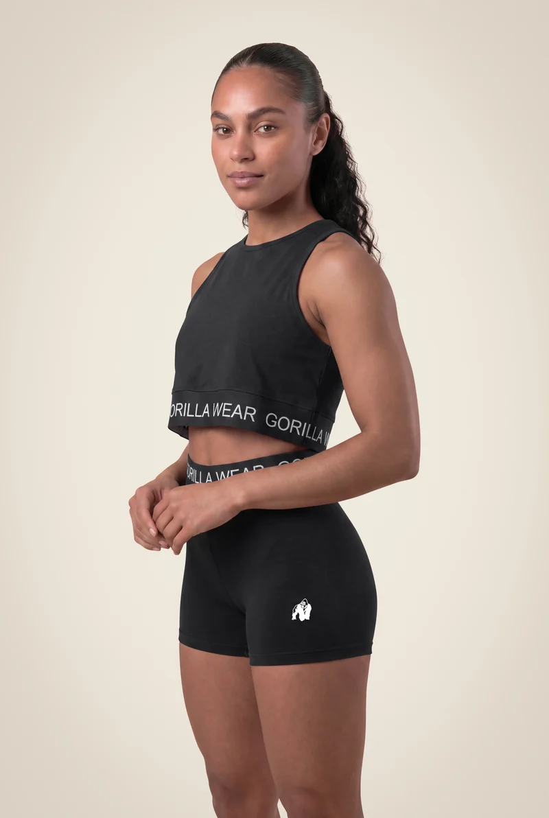 Colby Cropped Tank Top - Black