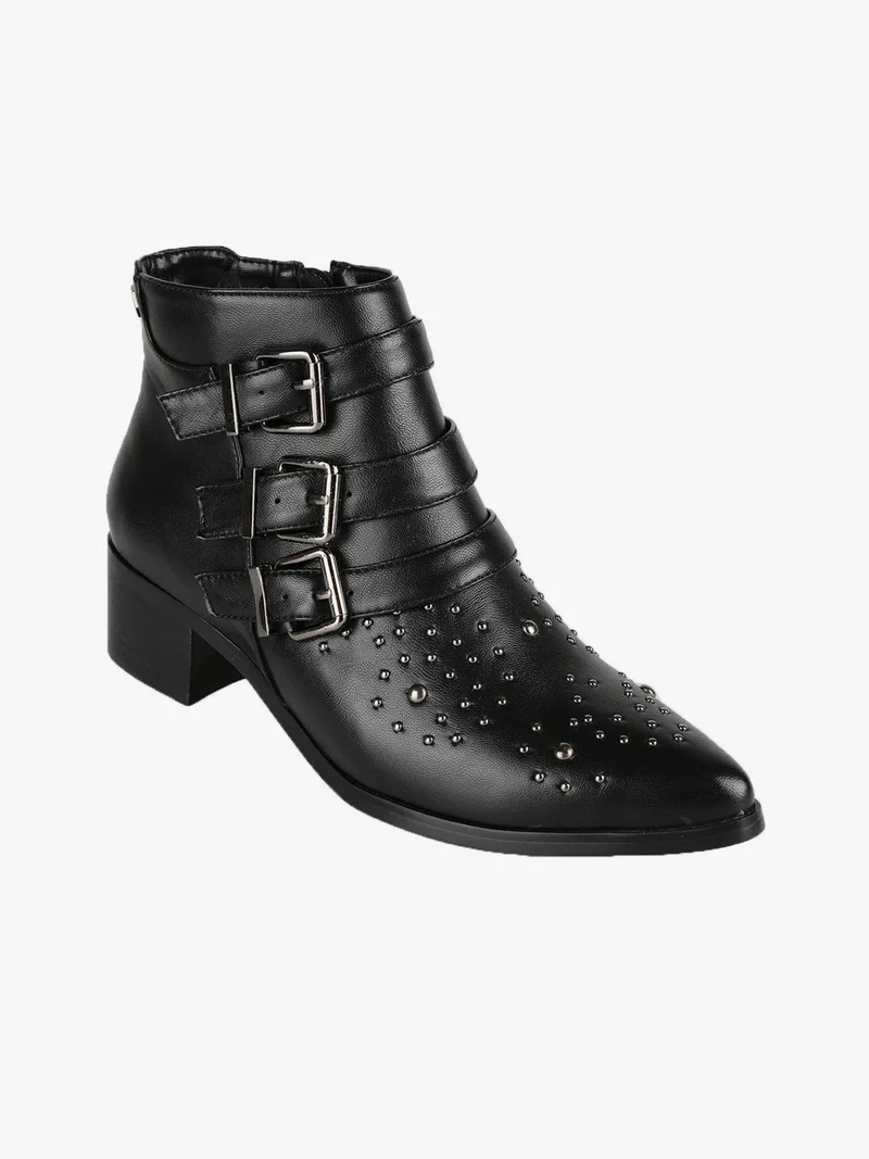 Stivaletti bassi donna con fibbie - nero