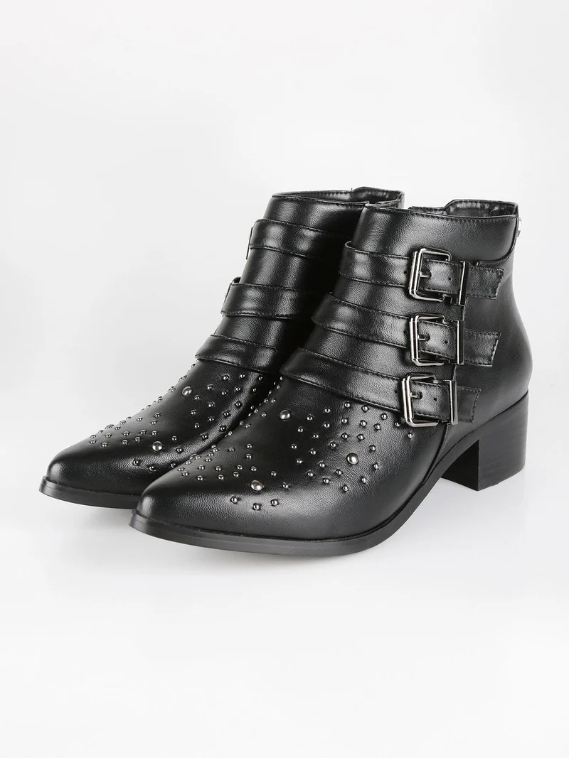 Stivaletti bassi donna con fibbie - nero