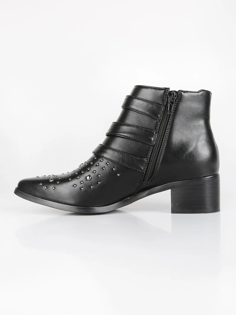Stivaletti bassi donna con fibbie - nero
