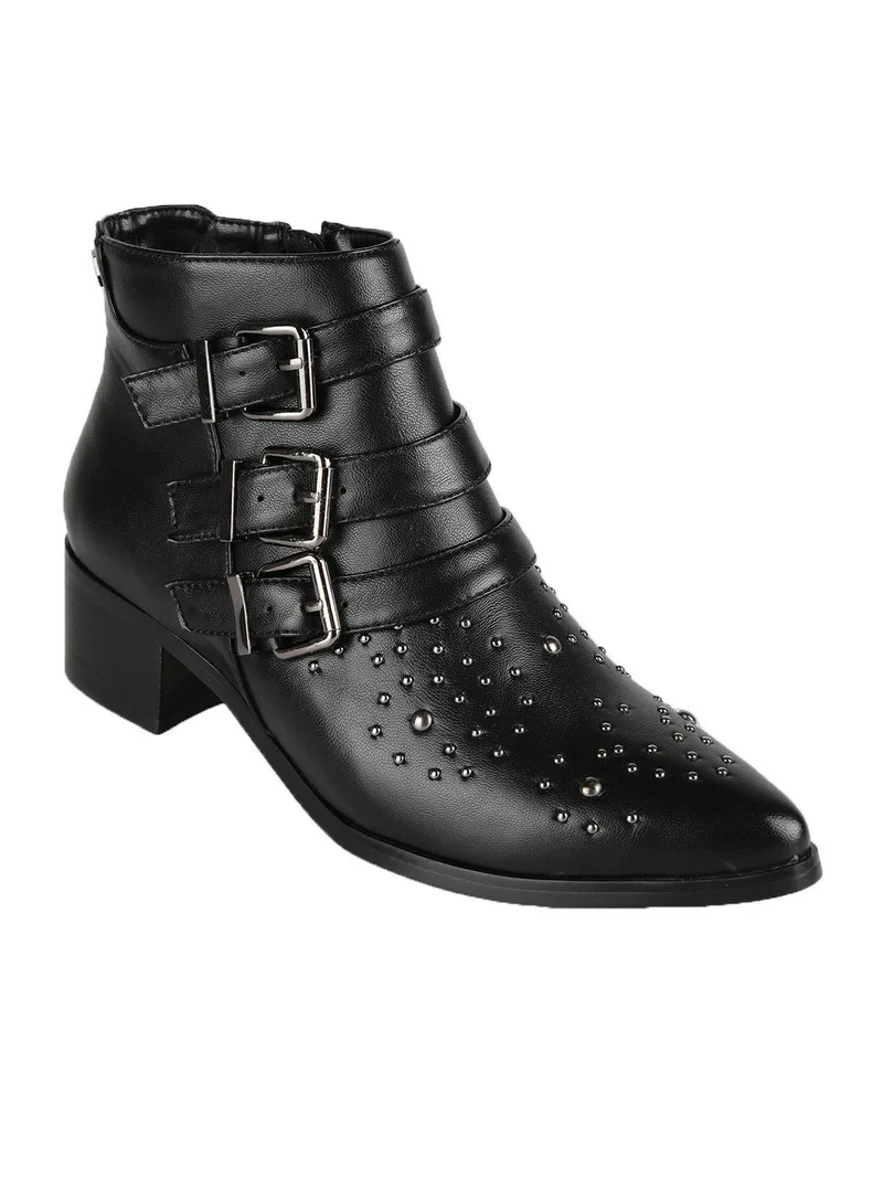 Stivaletti bassi donna con fibbie - nero