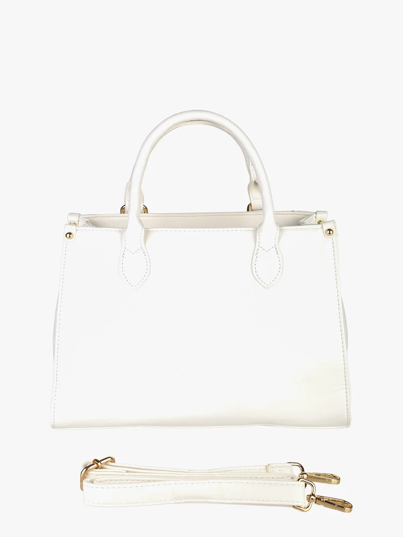 Borsa frame da donna in ecopelle con stampa disegno - bianco