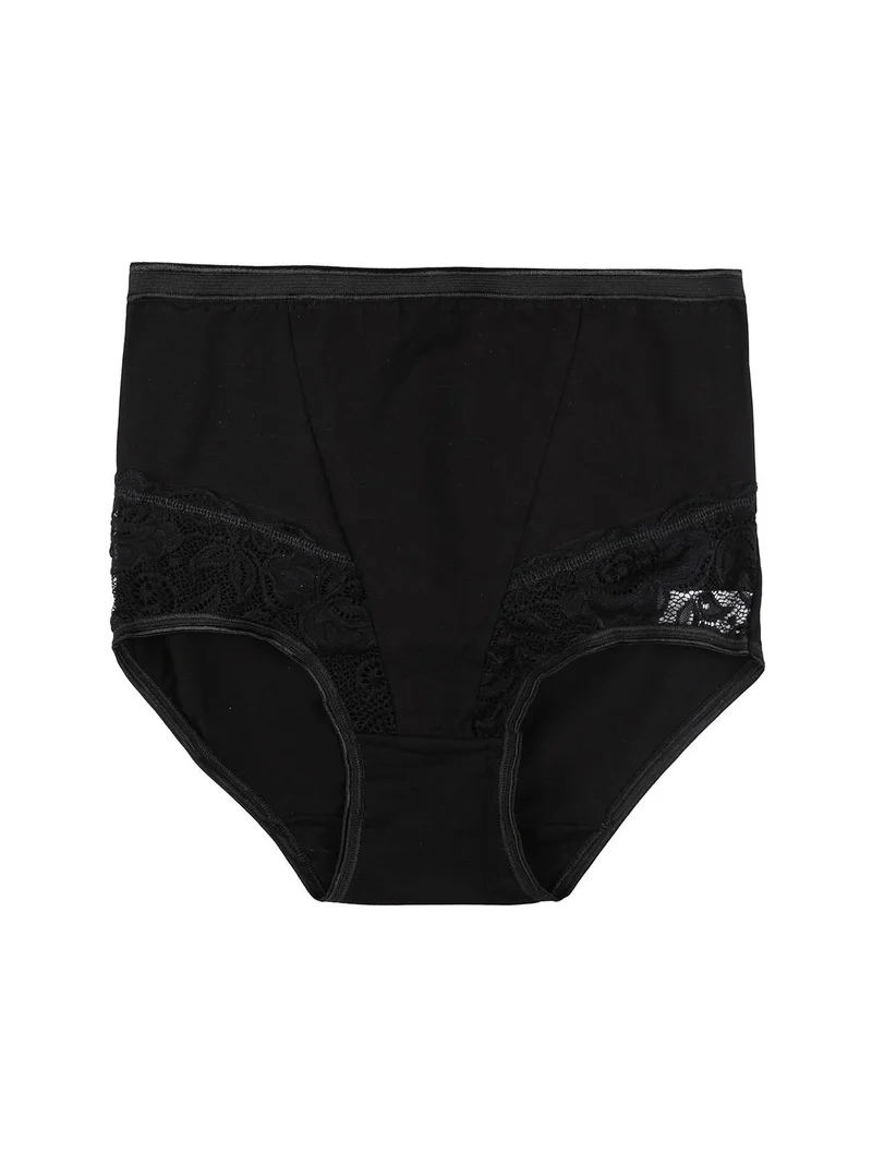 Culotte in cotone con pizzo - nero