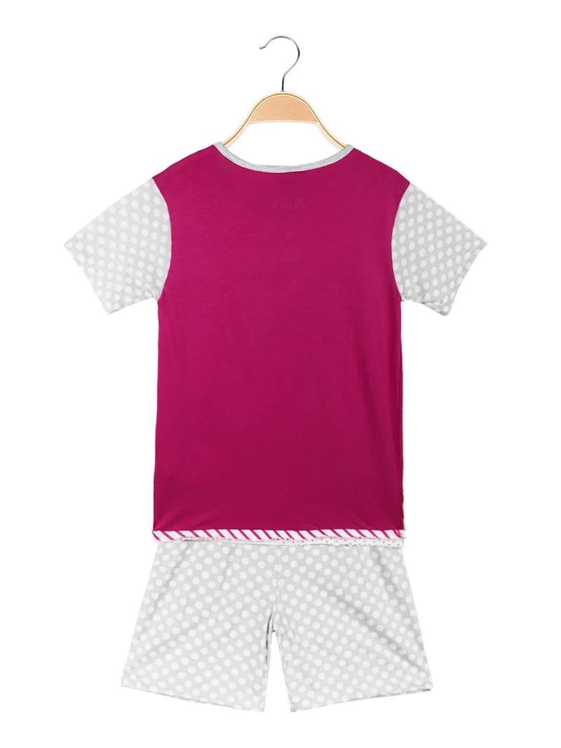 Pigiama corto in cotone da bambina - fucsia