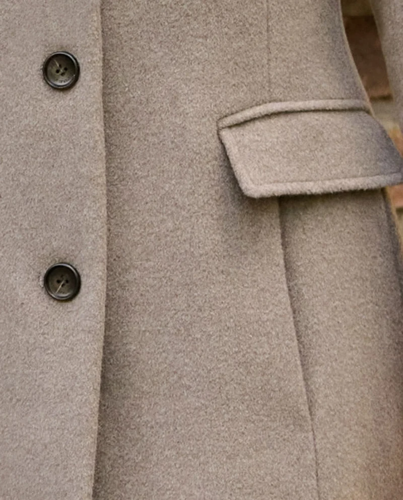 Damenmantel "Paula" aus Woll-Kaschmir-Qualität in taupe