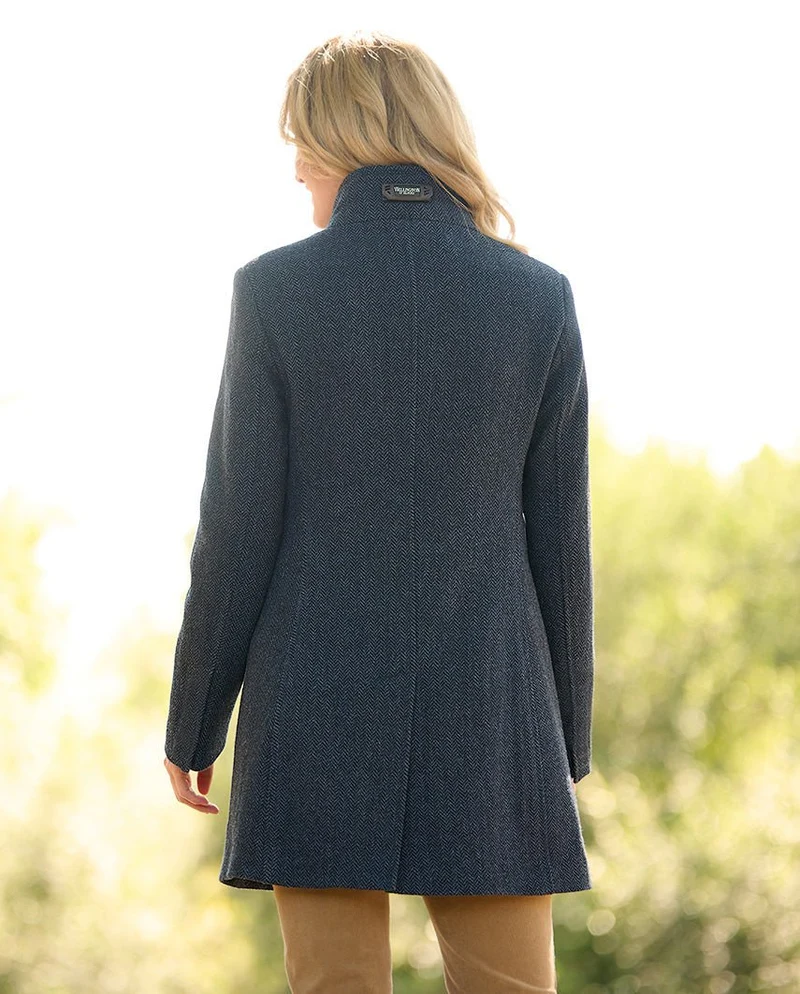 Damen Tweedmantel "Paula" in blue herringbone