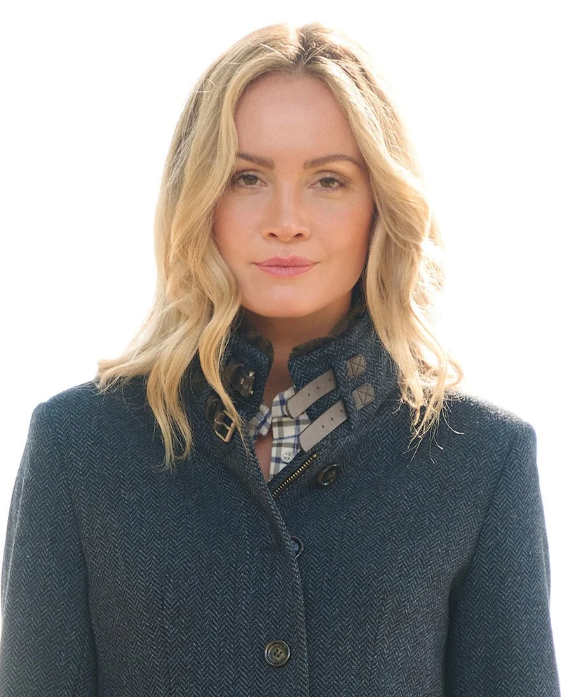 Damen Tweedmantel "Paula" in blue herringbone
