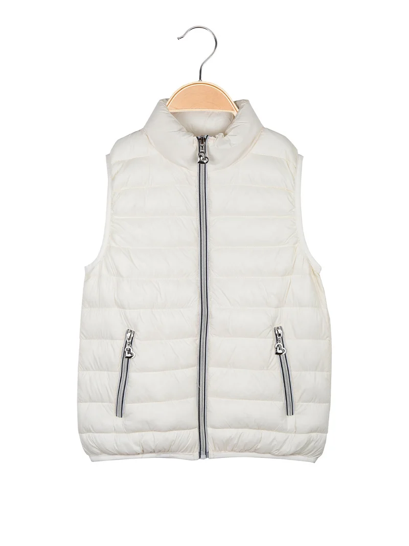 Smanicato da bambina imbottito con zip - panna