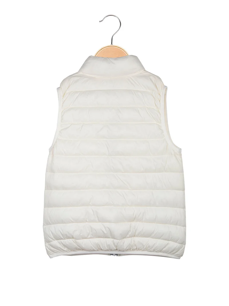 Smanicato da bambina imbottito con zip - panna