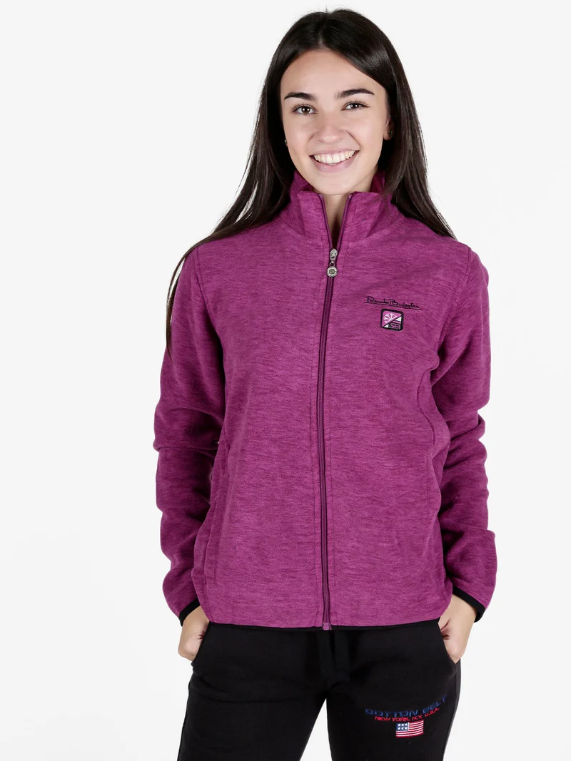 Felpa donna in pile con zip - porpora