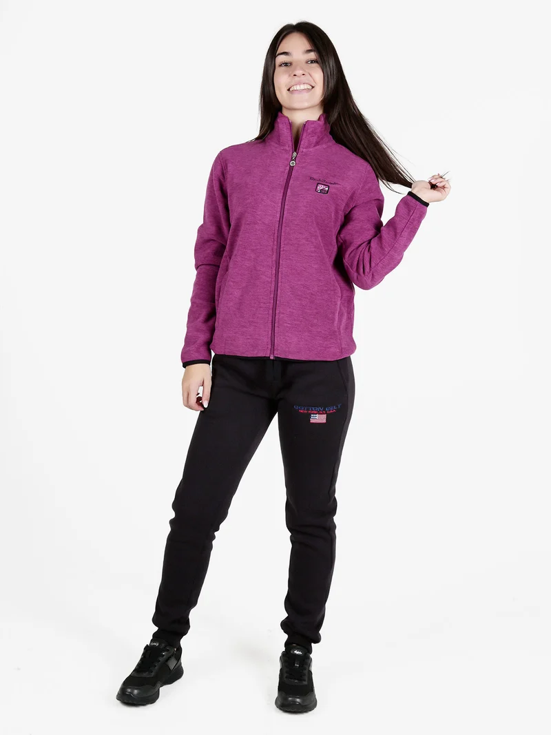 Felpa donna in pile con zip - porpora