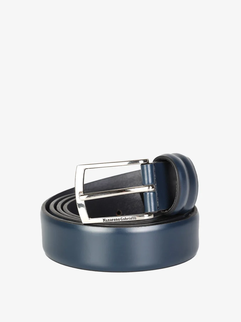 Cintura in pelle da uomo stretta - blu scuro