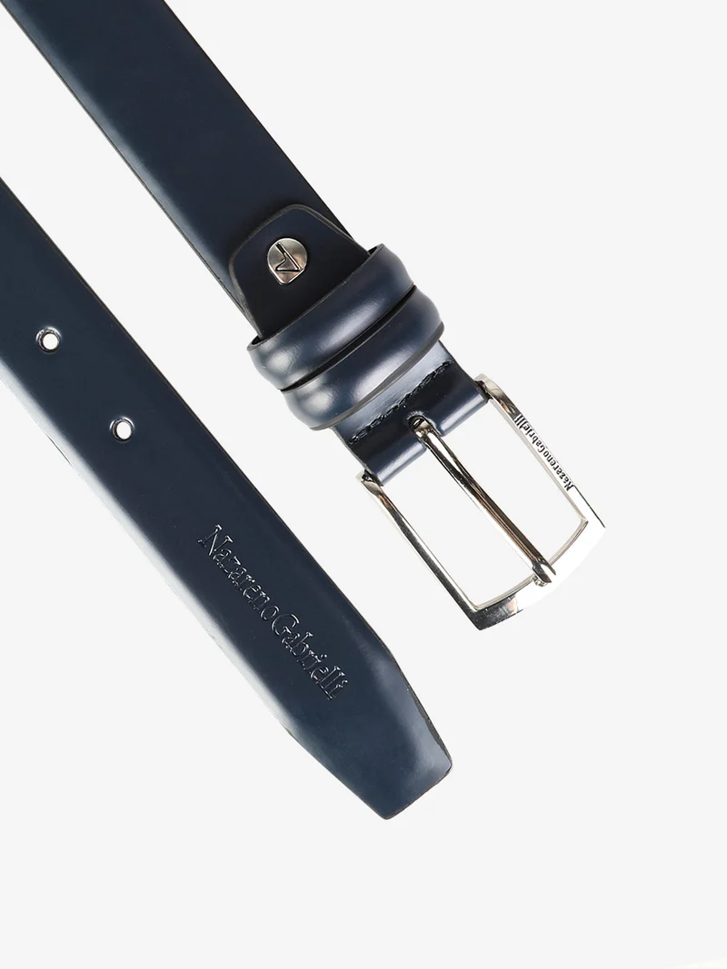 Cintura in pelle da uomo stretta - blu scuro