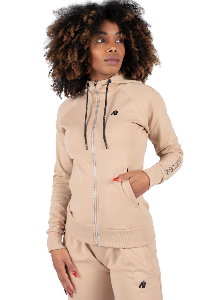 Marion Zipped Hoodie - Beige